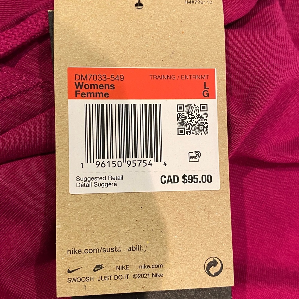 NIKE Dri-Fit Berry Pink Yoga Hoodie Loose Fit‎ Athleisure NWT Size L - Picture 9 of 16